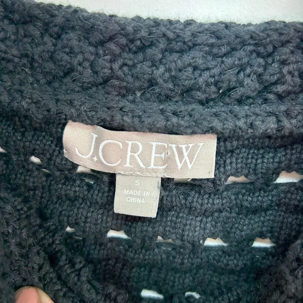 J. Crew Black Crochet Ruffle Sweater Tank Top Small Neutral Minimalist Preppy